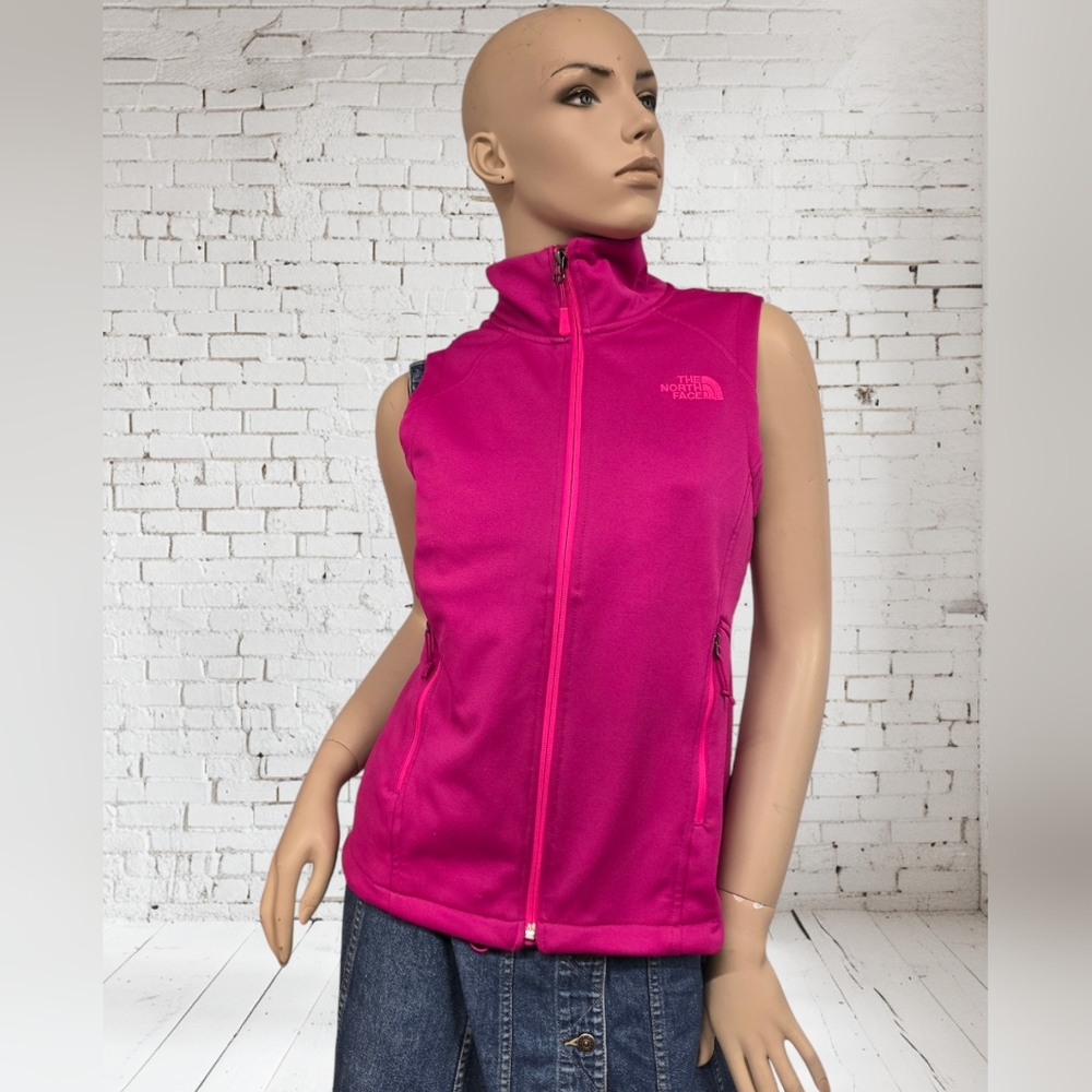 The North Face Hot Pink Vest Small Petite Zip Front & Pockets Fushia